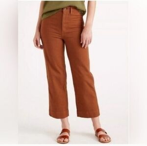 Quince Organic Cotton Women's Rust Brown Twill Straight Leg Cropped Pants SZ 26